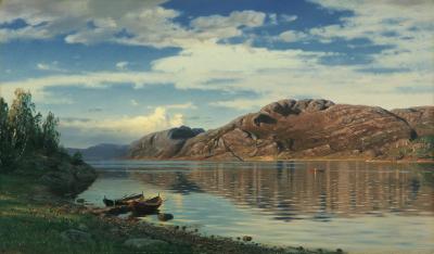Amaldus Clarin Nielsen Fra Maurangerfjorden oil painting picture